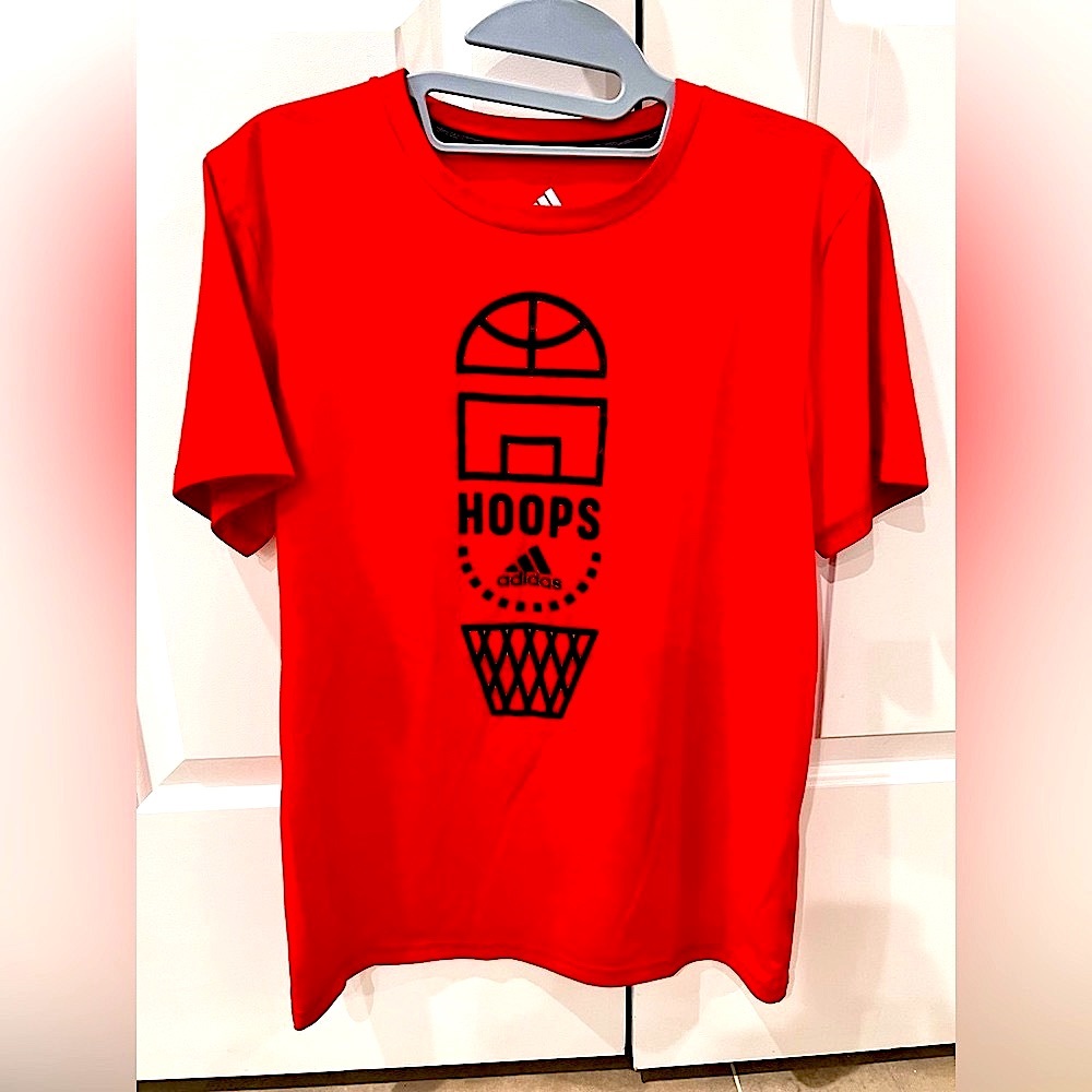 🔥 ADIDAS Climalite Boys Basketball Short Sleeve T-Shirt - Youth L (Size 14/16)